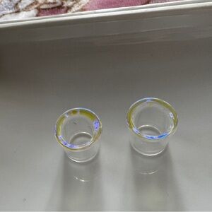 Clear Glass Plugs with iridescent Accents